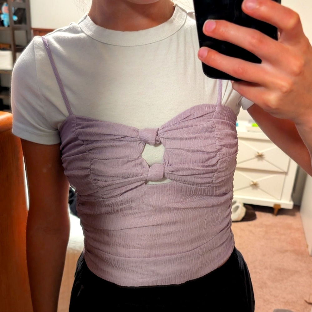 Wayf Lilac Ruched Camisole Top